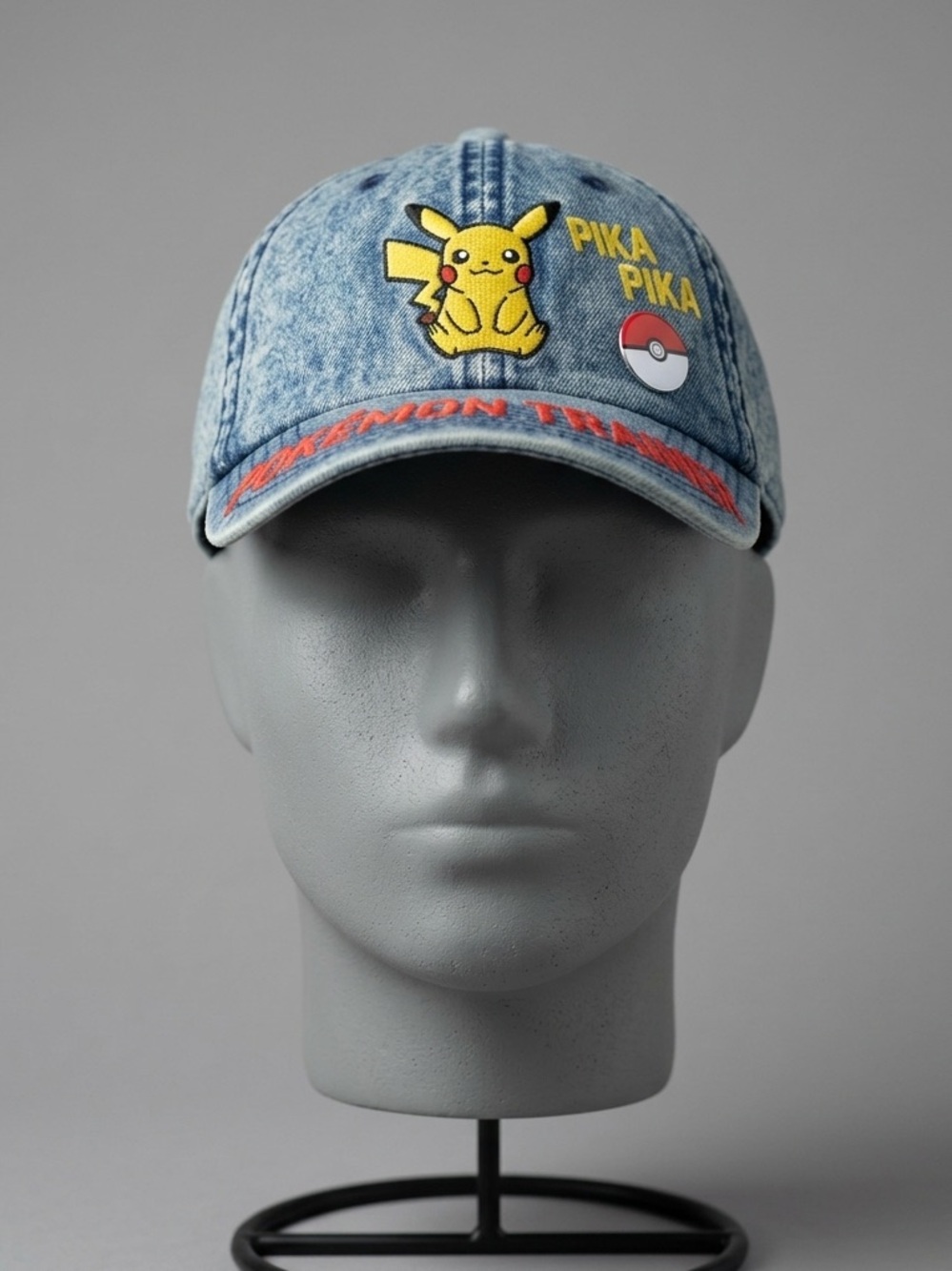 Pokemon Denim Baseball Cap with Pikachu - Yellow, Red, Blue